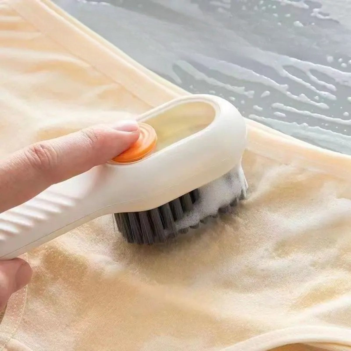 Laundry Brush with Built-In Liquid Dispenser